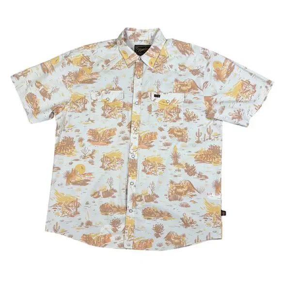 Howler Bros H Bar B Pearl Snap Short Sleeve Shirt Men's XL Desert Coyotes Cream - Picture 4 of 10